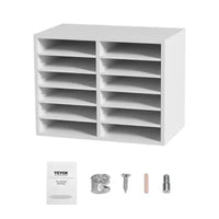 Organisateurs de documents VEVOR, Casier de bureau à 12 compartiments avec étagères réglables, Trieur de documents en bois 51,8x30,5x40,9 cm, Certifié EPA