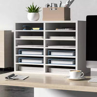 Organisateurs de documents VEVOR, Casier de bureau à 12 compartiments avec étagères réglables, Trieur de documents en bois 51,8x30,5x40,9 cm, Certifié EPA