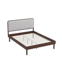 Lit Plateforme Queen Roundhill Furniture Wyller en Bois d'Hévéa, Fini Noyer Naturel