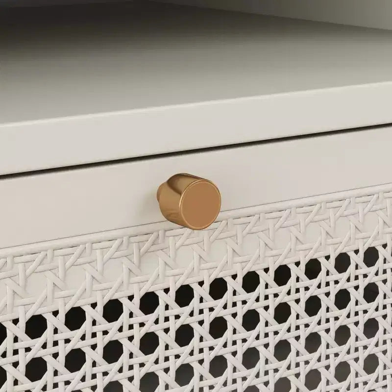 Roundhill Furniture Feeney ensemble de chambre 2 pièces, lit plateforme avec table de chevet, blanc crème, Queen