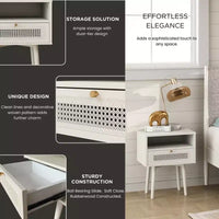 Roundhill Furniture Feeney ensemble de chambre 2 pièces, lit plateforme avec table de chevet, blanc crème, Queen