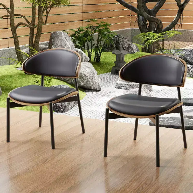 Luck Live Chaises de salle à manger de patio modernes 2 pièces, ensemble de chaises de salle à manger d'extérieur sans accoudoirs, cadre noir et metal