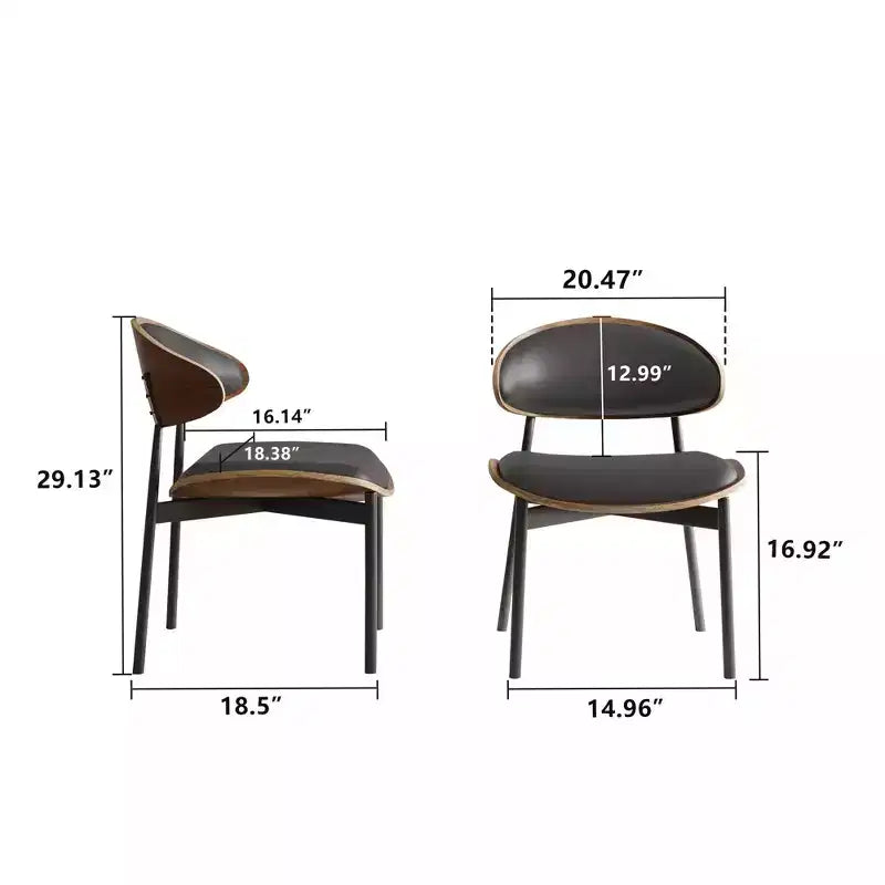 Luck Live Chaises de salle à manger de patio modernes 2 pièces, ensemble de chaises de salle à manger d'extérieur sans accoudoirs, cadre noir et metal
