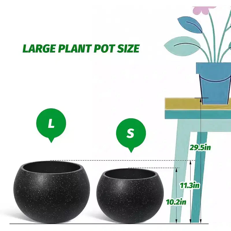 10,2 H x 13,5 Dia (ouverture 10) cm Pots de fleurs ronds à réserve d'eau pour l'intérieur avec drainage et indicateur de niveau d'eau, motif à pois blancs