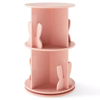 Costway bibliothèque rotative pour enfants 2 niveaux autoportante 360 rack de rangement présentoir pivotant blanc/rose