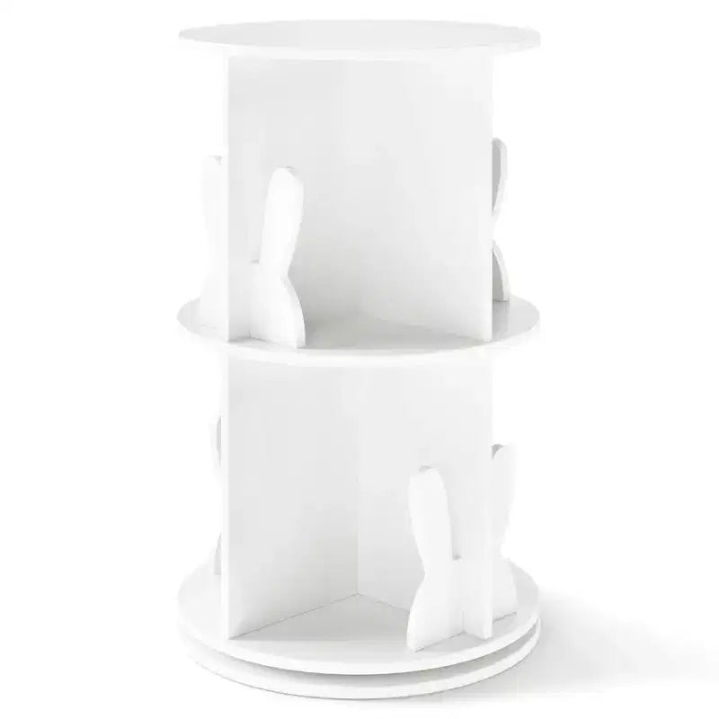 Costway bibliothèque rotative pour enfants 2 niveaux autoportante 360 rack de rangement présentoir pivotant blanc/rose