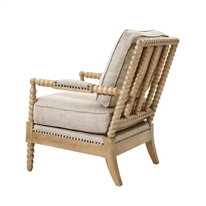 Okak fauteuil d'appoint à rembourrage confortable, coussin amovible, cadre en bois massif, fauteuil de lecture classique et élégant pour salon, salle d'attente