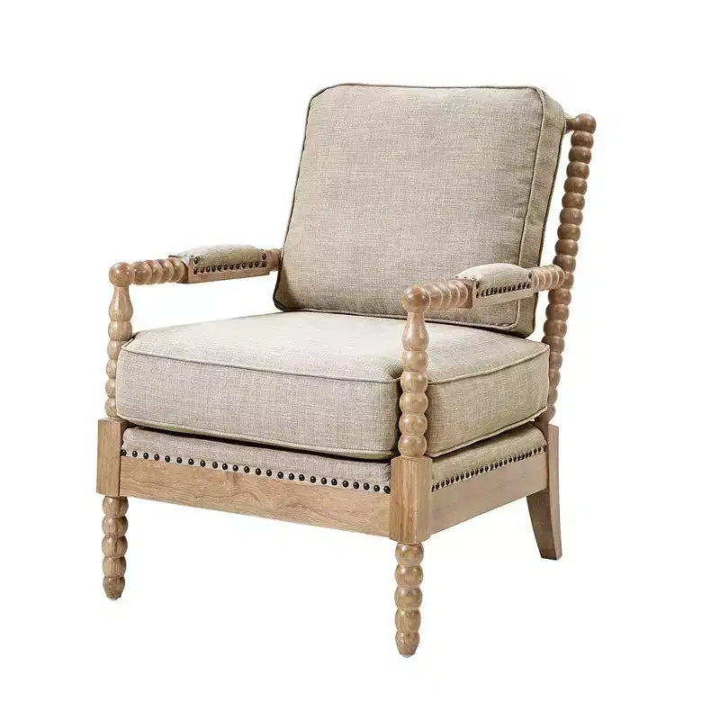 Okak fauteuil d'appoint à rembourrage confortable, coussin amovible, cadre en bois massif, fauteuil de lecture classique et élégant pour salon, salle d'attente