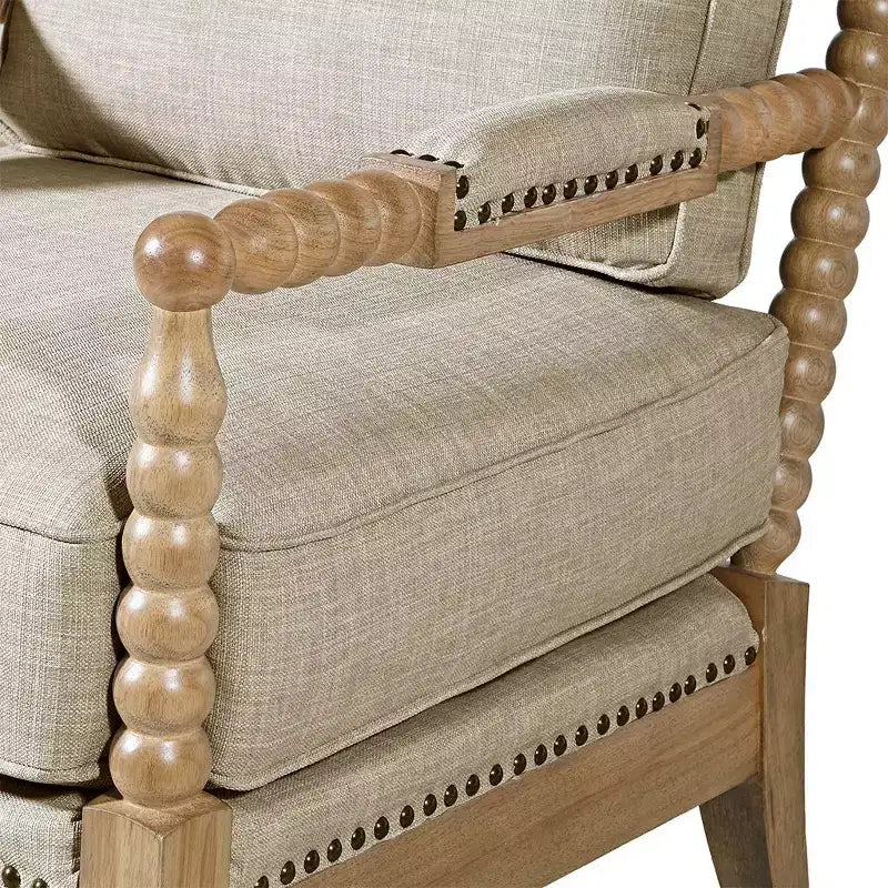Okak fauteuil d'appoint à rembourrage confortable, coussin amovible, cadre en bois massif, fauteuil de lecture classique et élégant pour salon, salle d'attente