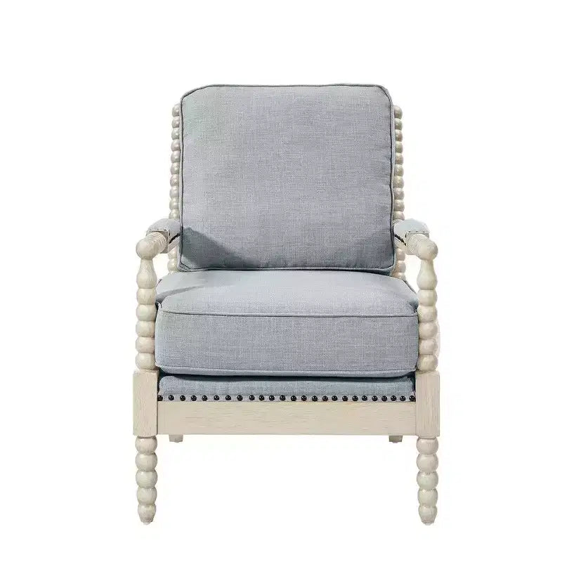Okak fauteuil d'appoint à rembourrage confortable, coussin amovible, cadre en bois massif, fauteuil de lecture classique et élégant pour salon, salle d'attente