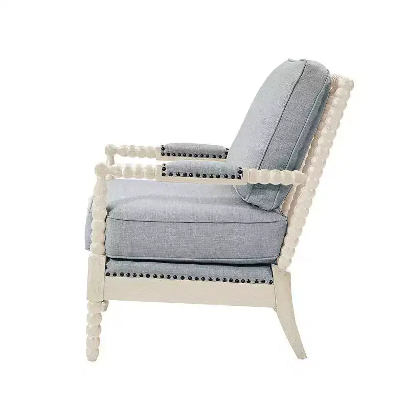 Okak fauteuil d'appoint à rembourrage confortable, coussin amovible, cadre en bois massif, fauteuil de lecture classique et élégant pour salon, salle d'attente