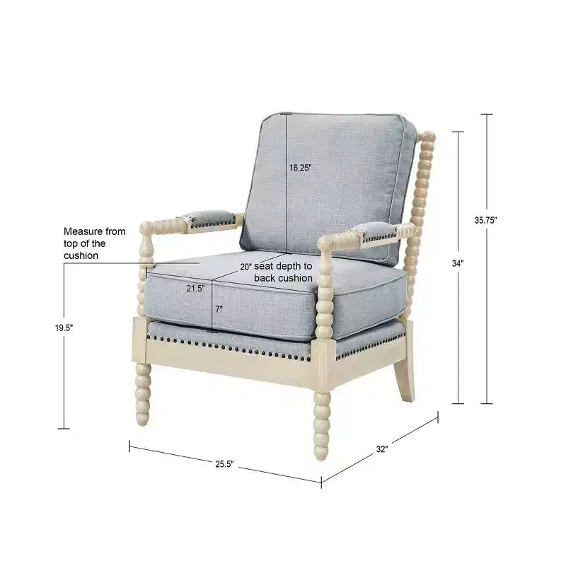 Okak fauteuil d'appoint à rembourrage confortable, coussin amovible, cadre en bois massif, fauteuil de lecture classique et élégant pour salon, salle d'attente