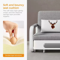 Luck Live Canapés de patio modernes de 158 cm, canapé-lit extérieur extensible, cadre en bois massif et métal blanc/coussin gris avec fonction de rangement