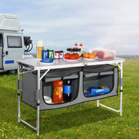 Table de cuisine de camping VEVOR, table de camping pliante à montage rapide avec sac de transport, 3 hauteurs réglables, table de camping en MDF