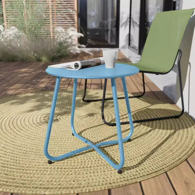 GRANDPATIO Designs Table d'appoint de terrasse en acier, table d'appoint ronde d'extérieur résistante aux intempéries