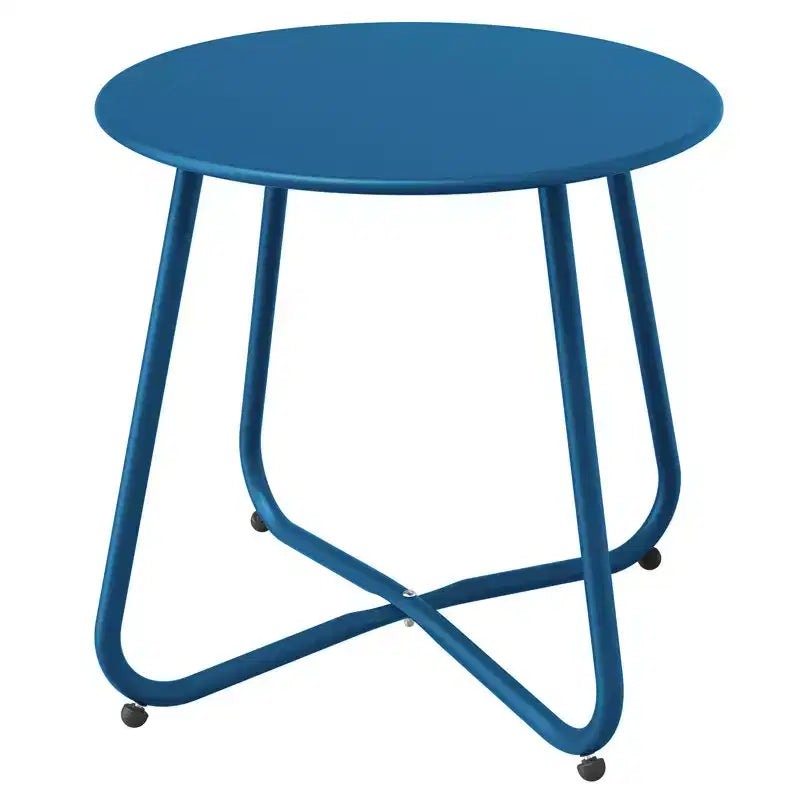 GRANDPATIO Designs Table d'appoint de terrasse en acier, table d'appoint ronde d'extérieur résistante aux intempéries