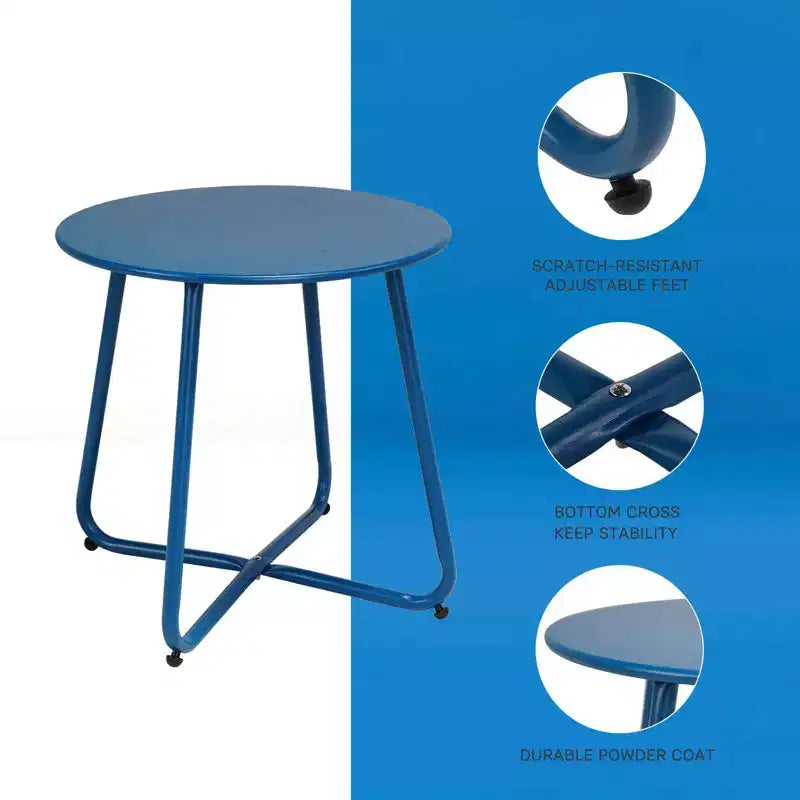 GRANDPATIO Designs Table d'appoint de terrasse en acier, table d'appoint ronde d'extérieur résistante aux intempéries