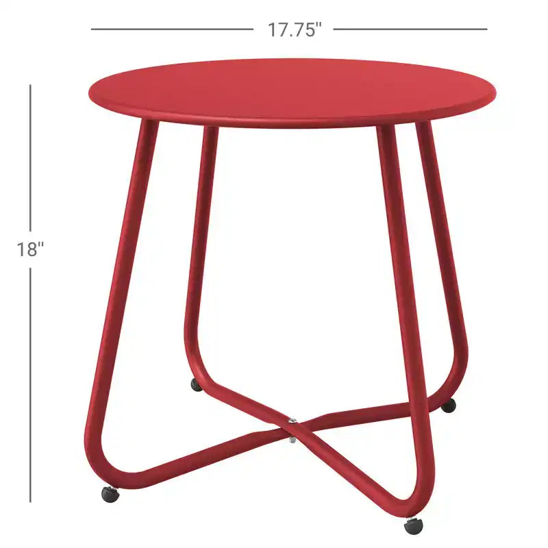 GRANDPATIO Designs Table d'appoint de terrasse en acier, table d'appoint ronde d'extérieur résistante aux intempéries