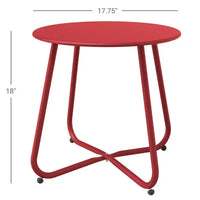 GRANDPATIO Designs Table d'appoint de terrasse en acier, table d'appoint ronde d'extérieur résistante aux intempéries