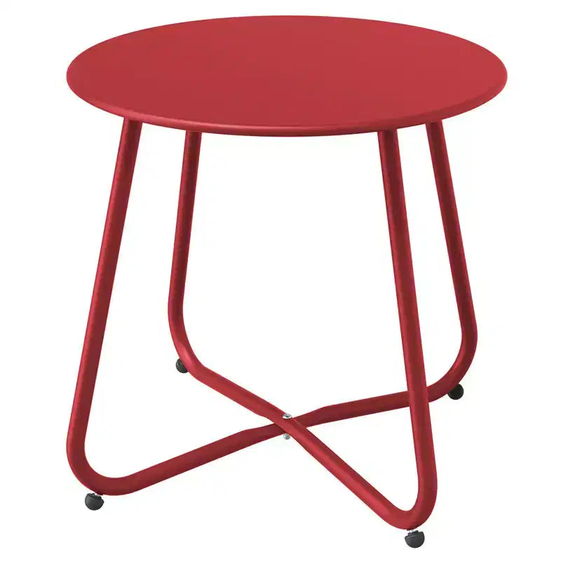 GRANDPATIO Designs Table d'appoint de terrasse en acier, table d'appoint ronde d'extérieur résistante aux intempéries