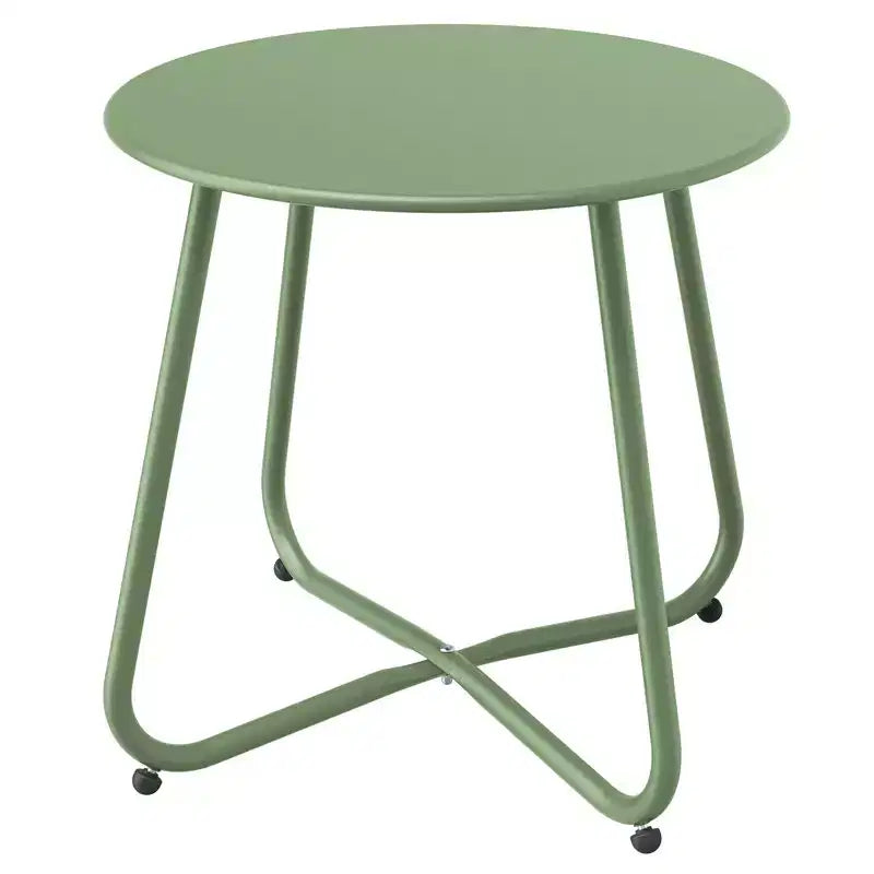 GRANDPATIO Designs Table d'appoint de terrasse en acier, table d'appoint ronde d'extérieur résistante aux intempéries