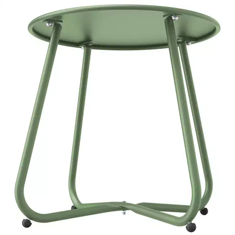 GRANDPATIO Designs Table d'appoint de terrasse en acier, table d'appoint ronde d'extérieur résistante aux intempéries