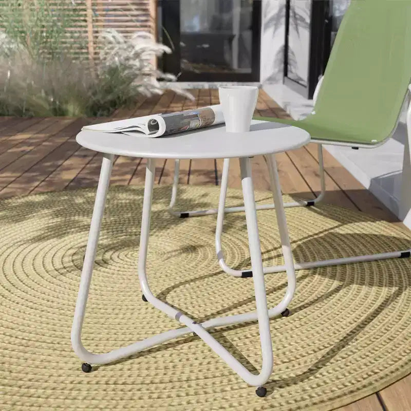 GRANDPATIO Designs Table d'appoint de terrasse en acier, table d'appoint ronde d'extérieur résistante aux intempéries
