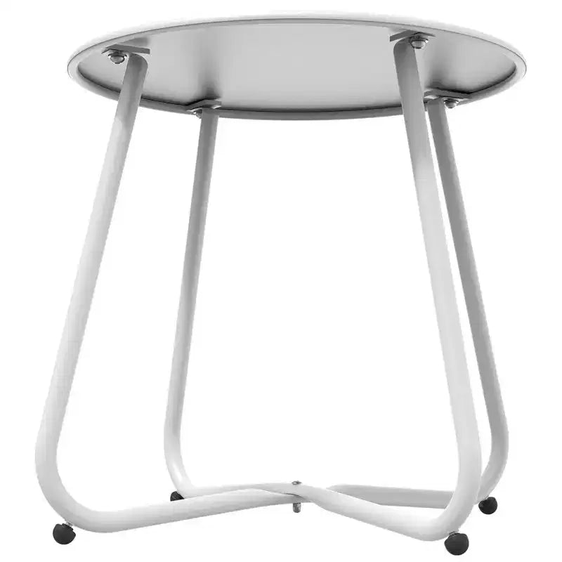 GRANDPATIO Designs Table d'appoint de terrasse en acier, table d'appoint ronde d'extérieur résistante aux intempéries