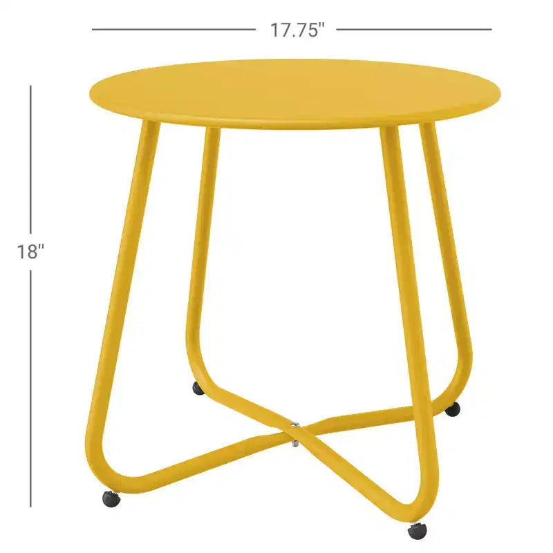 GRANDPATIO Designs Table d'appoint de terrasse en acier, table d'appoint ronde d'extérieur résistante aux intempéries