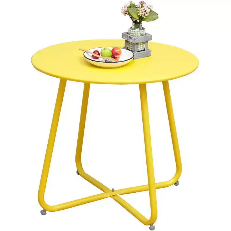 GRANDPATIO Designs Table d'appoint de terrasse en acier, table d'appoint ronde d'extérieur résistante aux intempéries
