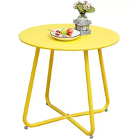 GRANDPATIO Designs Table d'appoint de terrasse en acier, table d'appoint ronde d'extérieur résistante aux intempéries
