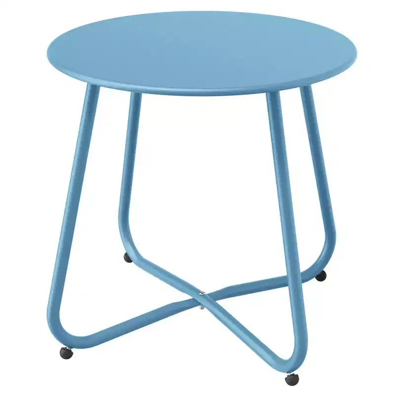GRANDPATIO Designs Table d'appoint de terrasse en acier, table d'appoint ronde d'extérieur résistante aux intempéries