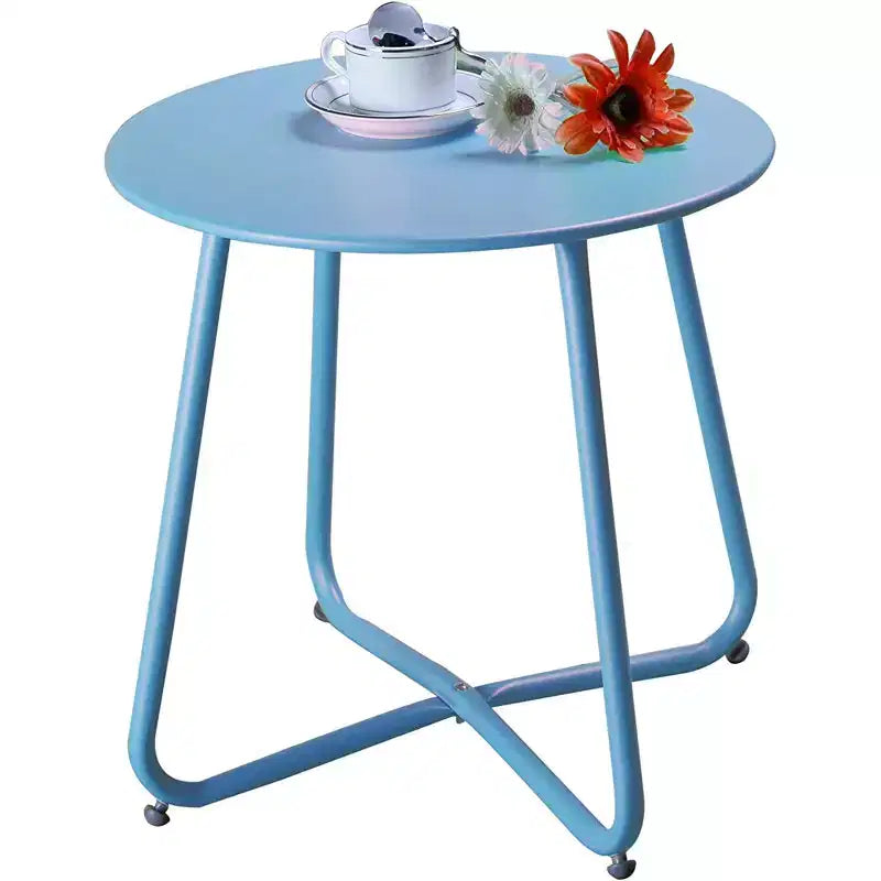 GRANDPATIO Designs Table d'appoint de terrasse en acier, table d'appoint ronde d'extérieur résistante aux intempéries