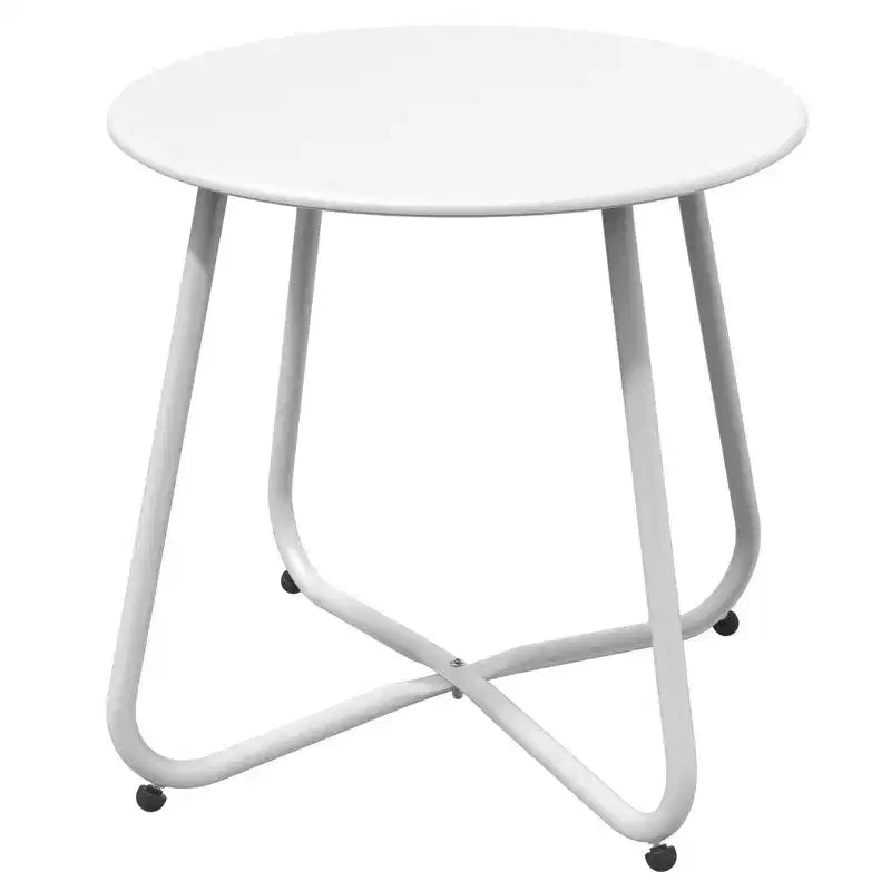 GRANDPATIO Designs Table d'appoint de terrasse en acier, table d'appoint ronde d'extérieur résistante aux intempéries