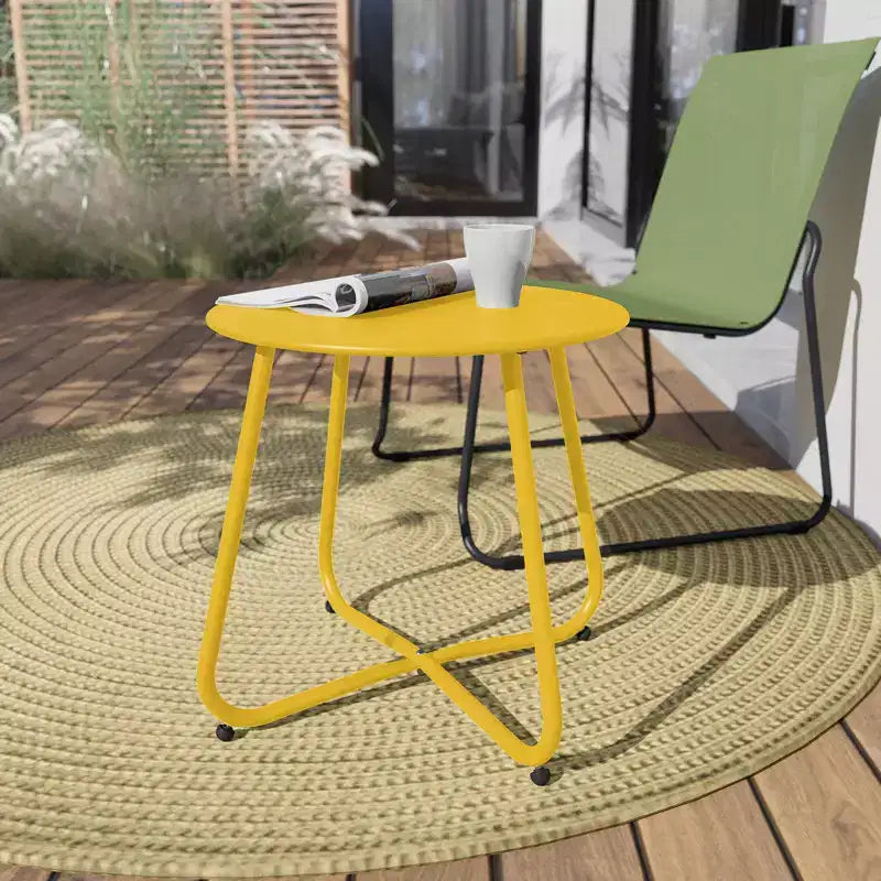 GRANDPATIO Designs Table d'appoint de terrasse en acier, table d'appoint ronde d'extérieur résistante aux intempéries