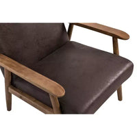 Fauteuil d'appoint Okak 25.38 W avec revêtement confortable, fauteuil de lecture en bois massif de style Mid-Century pour salon, chambre à coucher, salle d'attente