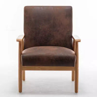 Fauteuil d'appoint Okak 25.38 W avec revêtement confortable, fauteuil de lecture en bois massif de style Mid-Century pour salon, chambre à coucher, salle d'attente