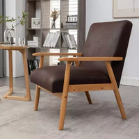 Fauteuil d'appoint Okak 25.38 W avec revêtement confortable, fauteuil de lecture en bois massif de style Mid-Century pour salon, chambre à coucher, salle d'attente