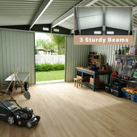 Abri de jardin en métal de 1,8 x 2,4 m avec porte verrouillable, abris utilitaires avec aération pour arrière-cour, jardin, terrasse, pelouse