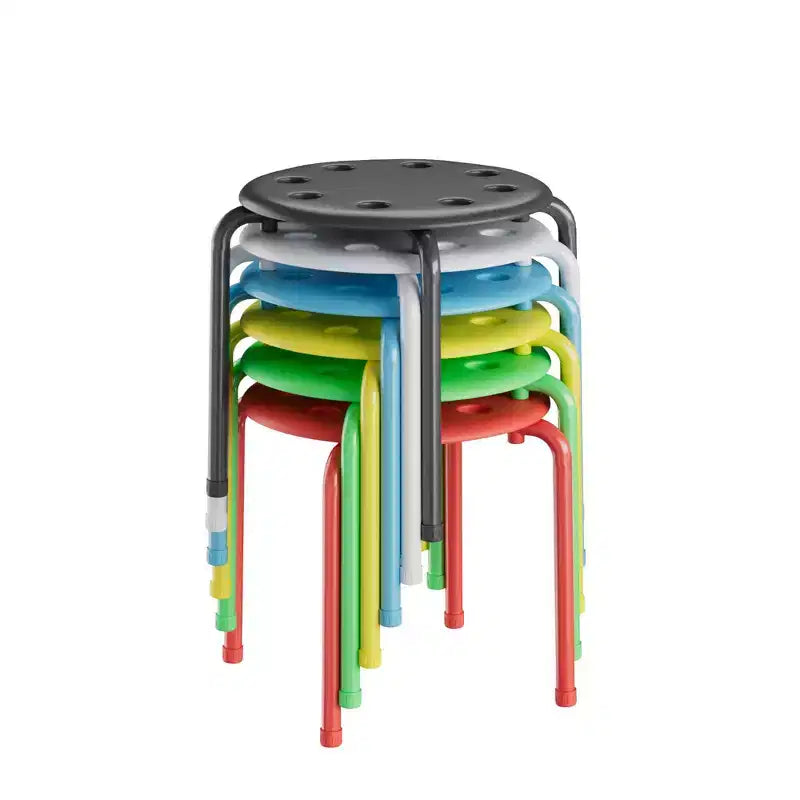VECELO Tabourets empilables pour salle de classe, Tabourets portables en plastique de 30 cm de hauteur avec patins antidérapants pour l'école, Lot de 6/8