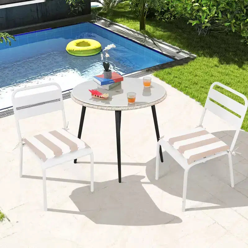 Lot de 4 coussins d'extérieur avec attaches pour sièges de jardin et de terrasse, coussins de chaise de rechange