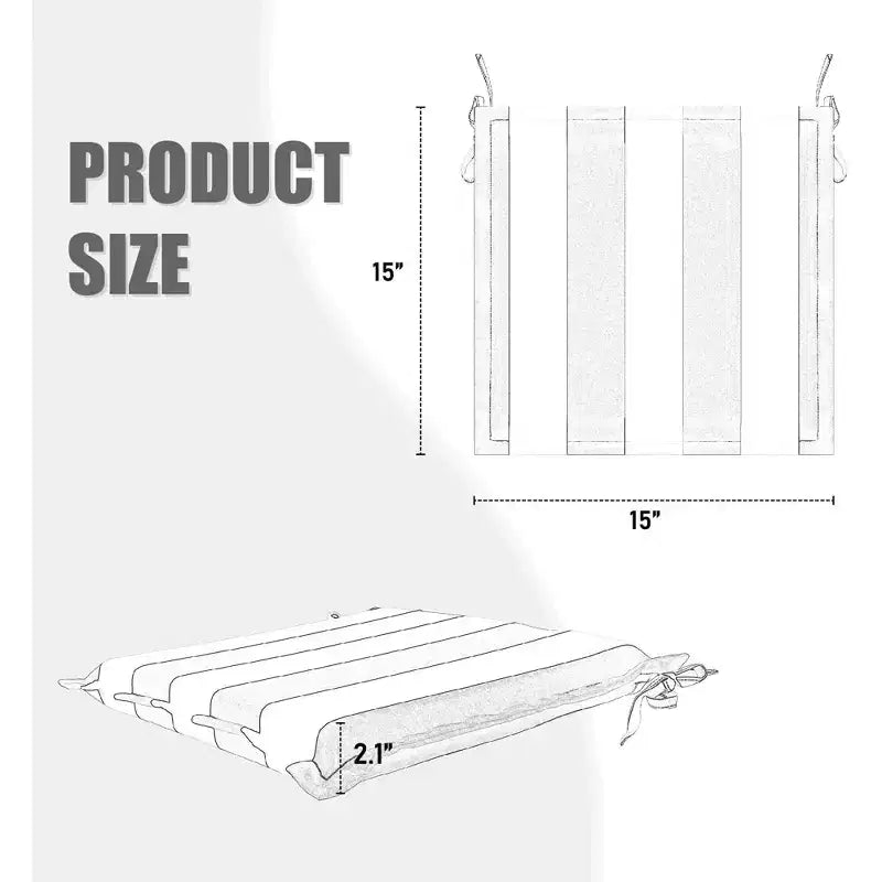 Lot de 4 coussins d'extérieur avec attaches pour sièges de jardin et de terrasse, coussins de chaise de rechange