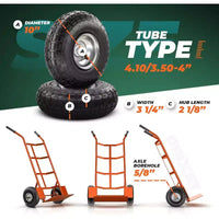 Lot de 10 pneus 4.10/3.50-4 robustes - roues de diable et de chariot à main de rechange - 4.10 3.50-4 pour chariot, generatrice, tondeuse, Ram-Pro