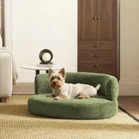 Jennifer Taylor Home Shep 36 - Canapé-lit incurvé pour chien, taille moyenne, Teddy en molleton vert mousse
