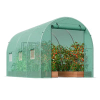 Serre tunnel VEVOR, tunnel de serre à arceaux de 3,4 x 1,9 x 1,9 m avec cadre en acier galvanisé, bâche en PE vert, porte zippée enroulable