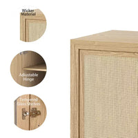Armoire de rangement décorative à 6 étages 62 grain de bois noir avec porte en osier