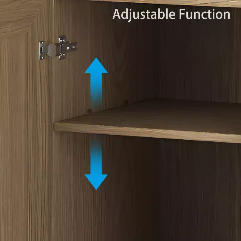Armoire de rangement décorative à 6 étages 62 grain de bois noir avec porte en osier