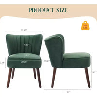 Fauteuil d'appoint moderne en velours, design sans accoudoirs, capacité 300lbs avec pieds en bois pour salon, chambre et bureau (noir/vert/beige)