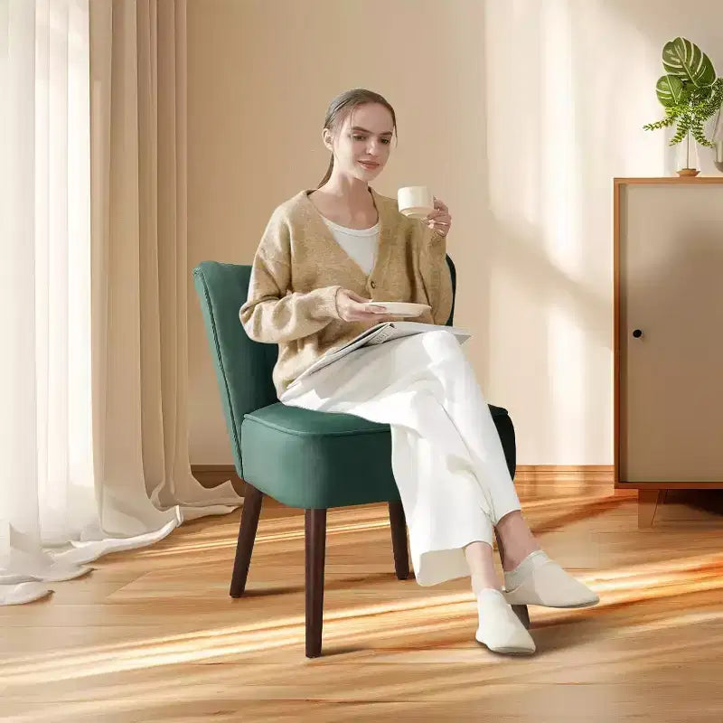 Fauteuil d'appoint moderne en velours, design sans accoudoirs, capacité 300lbs avec pieds en bois pour salon, chambre et bureau (noir/vert/beige)