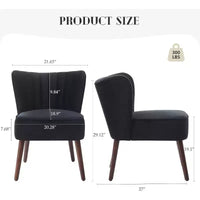 Fauteuil d'appoint moderne en velours, design sans accoudoirs, capacité 300lbs avec pieds en bois pour salon, chambre et bureau (noir/vert/beige)